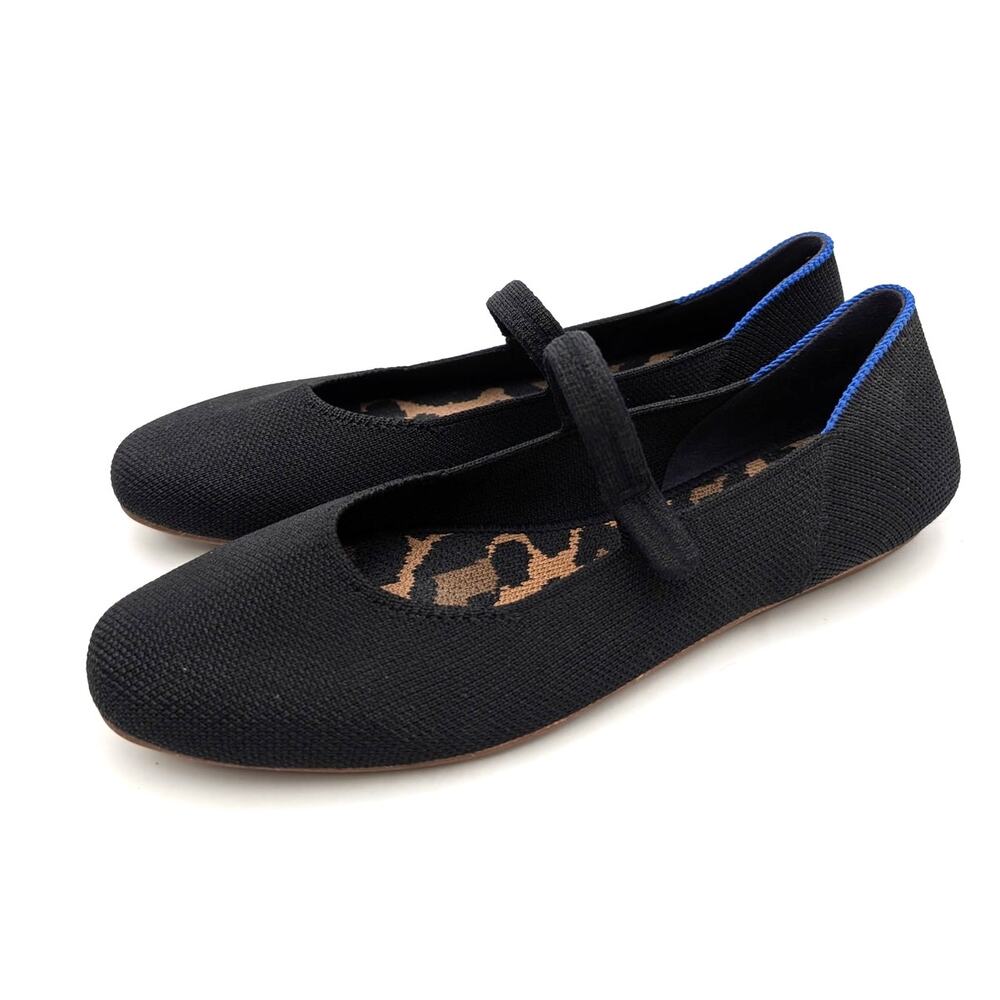 Rothy's Black Mary Jane Flats with Blue Trim